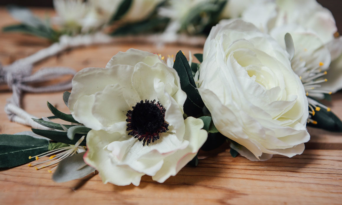 mariage champêtre couronne fleurs blanches poésie