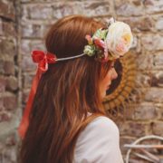accessoire de tête mariage élégant coquelicot rose fleurs de pommier